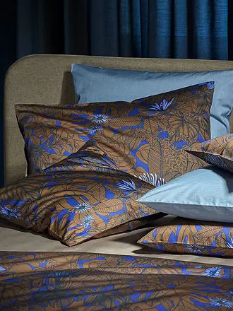 CHRISTIAN FISCHBACHER | Taie d'oreiller en satin GOLDEN GARTEN 70x90cm cuivre/bleu | 